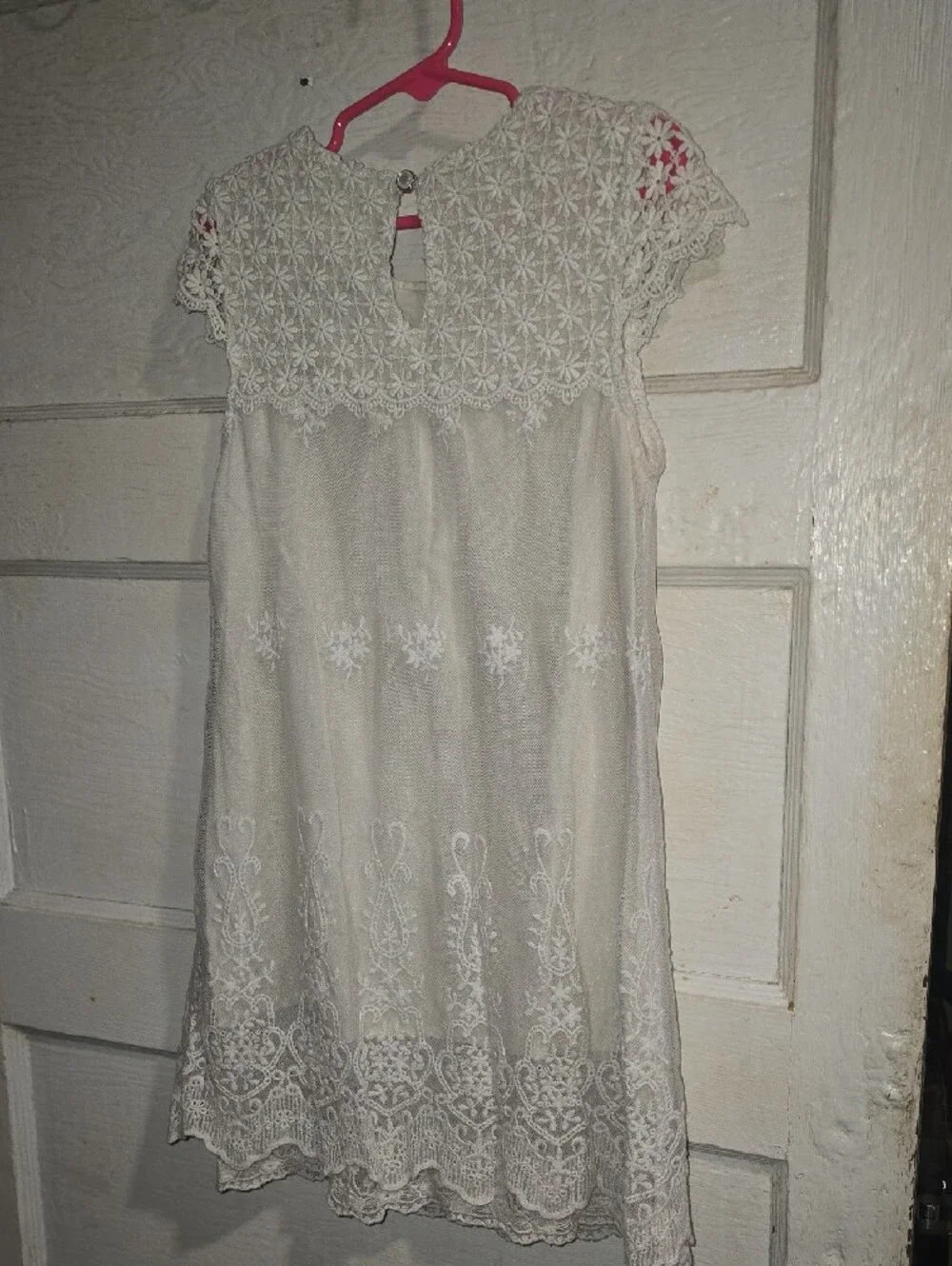 Sixpence Boutique Off White Crochet Lace Girls' Summer Dress Vintage